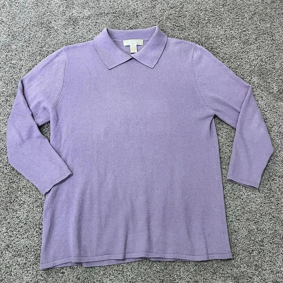 Vintage 90s Luxury Blend Anna Gray Cashmere Pullover Sweater Grandma Wool Silk - Picture 9 of 9